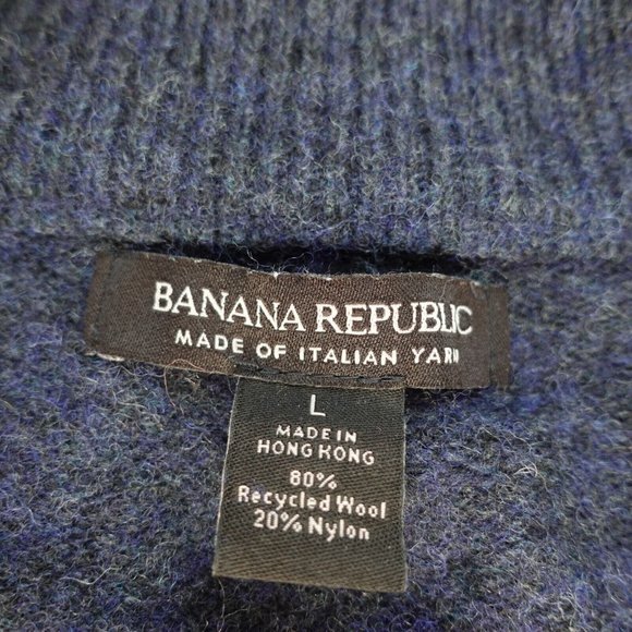 Banana‎ Republic Sweater Mens Size Large Blue Wool Casual Knitted Italian VTG - Picture 2 of 8